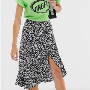 Bershka Ditsy Floral Asymmetric Skirt